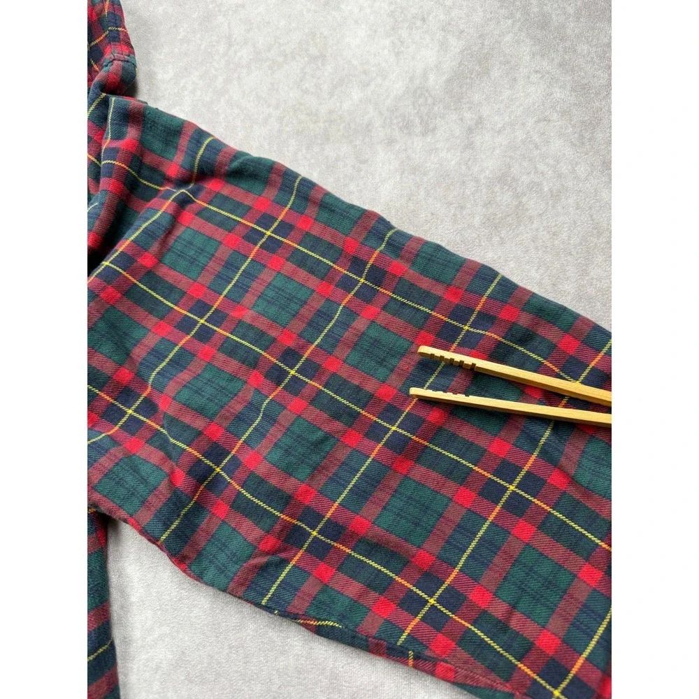 VTG Polo Ralph Lauren Mens L/XL Plaid Robe Red Green Cotton Shawl Collar Lounge